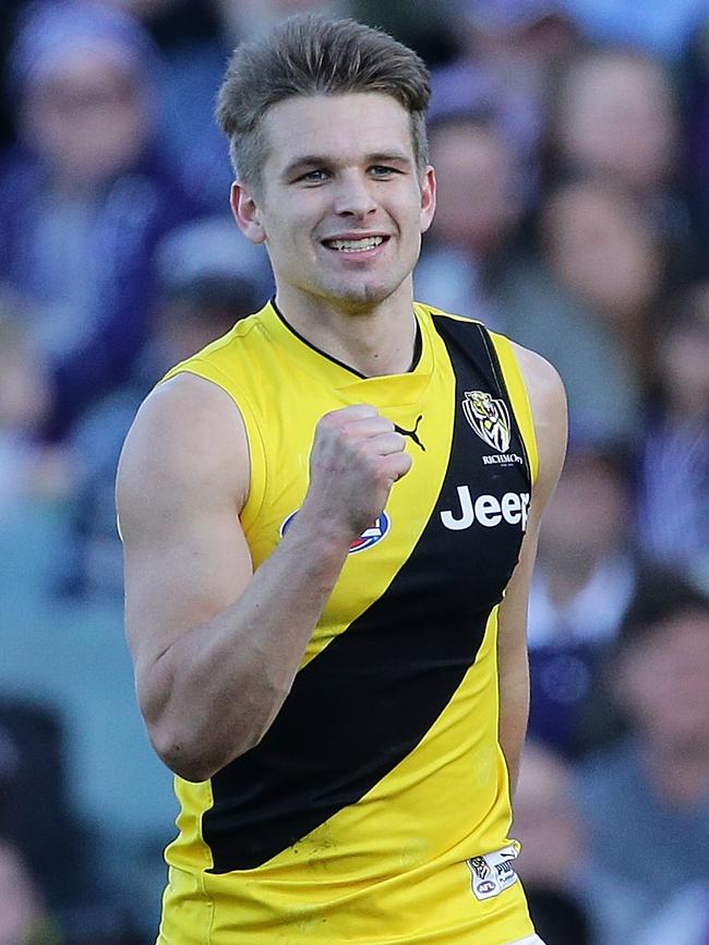 Dan Butler celebrates a goal.