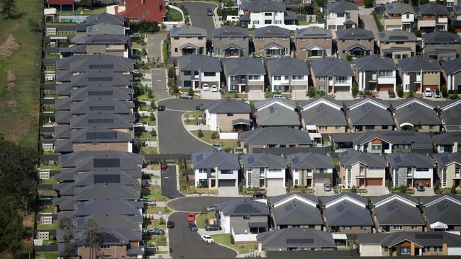 Aerial photos of homes under construction in Kellyville. Picture: Jonathan Ng