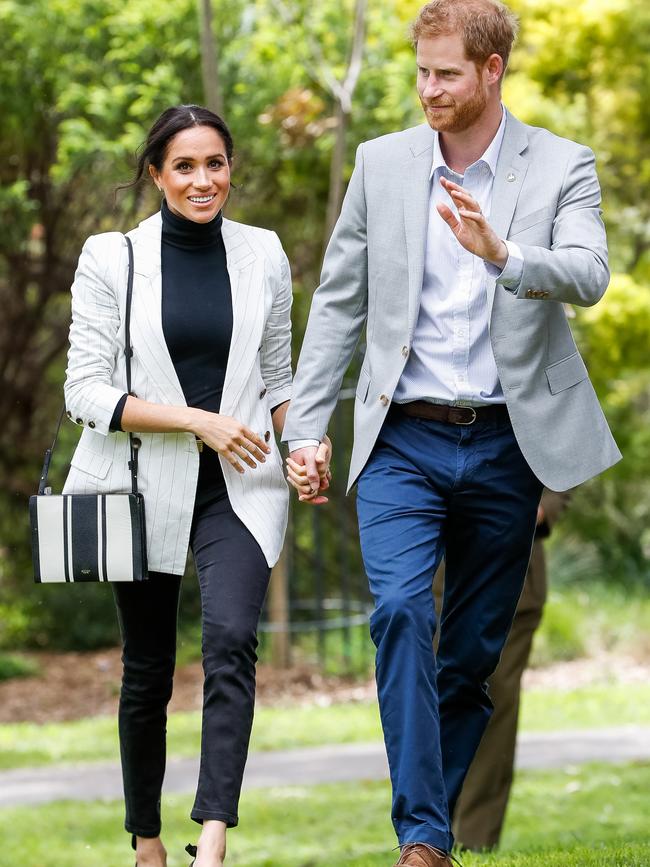 Meghan joined Harry later in the day. Picture: Getty