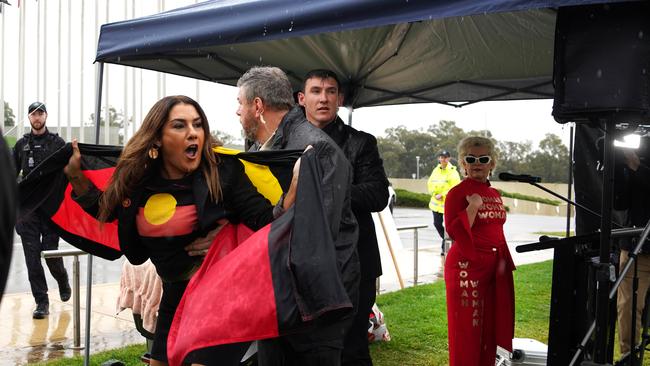 Independent Senator Lidia Thorpe after attempting to disrupt Kellie-Jay Keen-Minshull, also known as Posie Parker at a “Let Womaen Speak” rally.