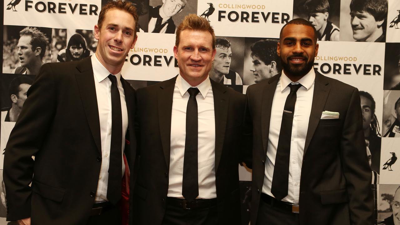 Nick Maxwell, Nathan Buckley and Heritier Lumumba. Picture: Julie Kiriacoudis.