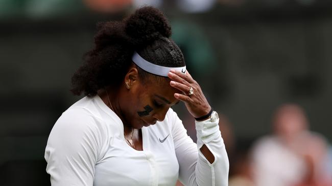 Serena Williams has suffered a shock first-round defeat to France’s Harmony Tan, in a sad end to her grand slam comeback. Picture: Getty