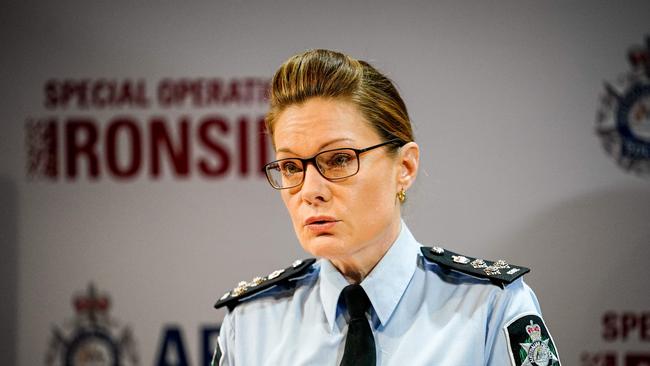 AFP Commander Erica Merrin at SA Police Headquarters on Wednesday. Picture: Mike Burton