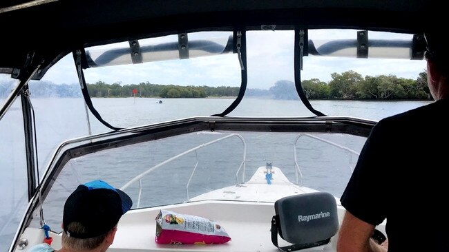 Wild Bird Rescues Gold Coast on the way to the flats where the kite was stuck inside the crab trap. Picture: Wild Bird Rescues Gold Coast