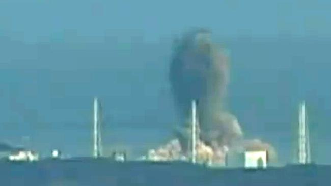 A screen grab taken from news footage shows the moment of a hydrogen explosion at the Fukushima No.1 nuclear power station number three reactor in 2011.