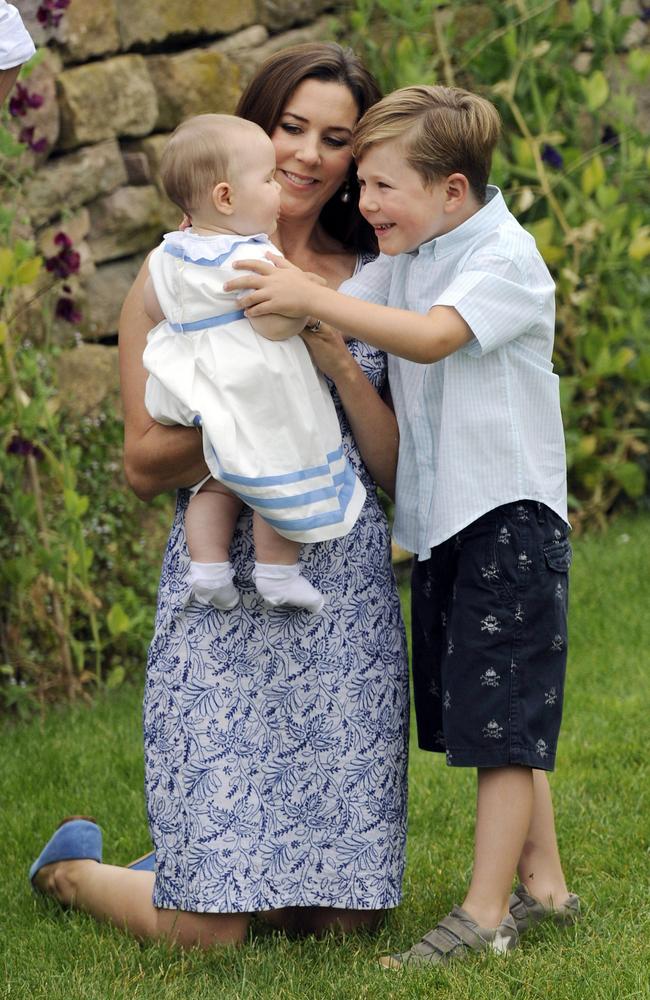 Prince Christian shares some brotherly love with Prince Vincent at Grasten Castle. Picture: Christian Augustin/Getty Images