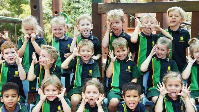 MY FIRST YEAR: Funny faces. Golden Beach State School Preps. Picture: Patrick Woods.