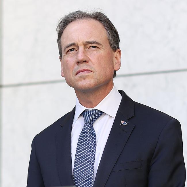 Greg Hunt speaks during a press conference at Parliament House earlier this month. Picture: Gary Ramage