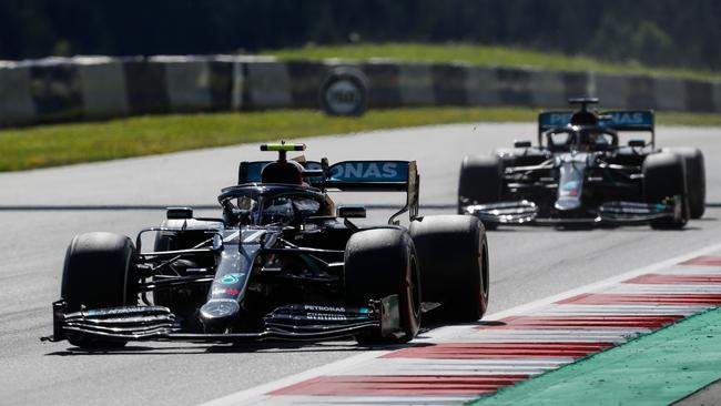 Mercedes' Finnish driver Bottas stayed out of most of the trouble at the front of the race throughout.