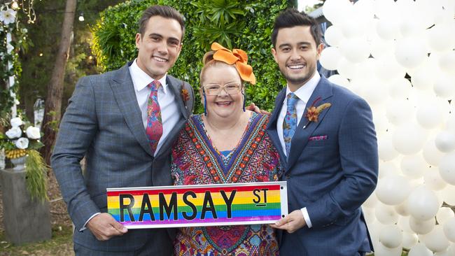 Soaps are evolving with the times. Just last year, Neighbours televised Australia’s first gay wedding. Picture: Supplied