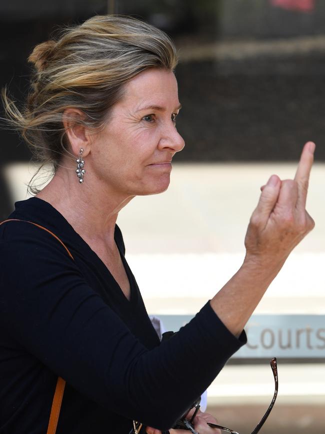 Ms Gylseth reacts to waiting media outside the Court of Criminal Appeal at the Supreme Courts in Sydney. Picture: AAP