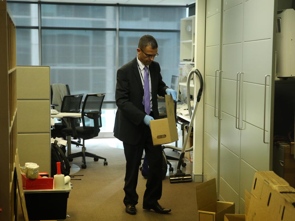 NSW detective at the Human Group Projects offices in North Sydney last year investigating fraud allegations.