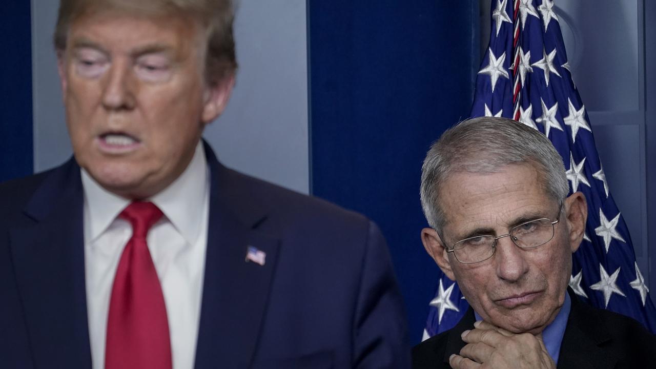 Donald Trump and Anthony Fauci in March 2020. Picture: Drew Angerer/Getty Images