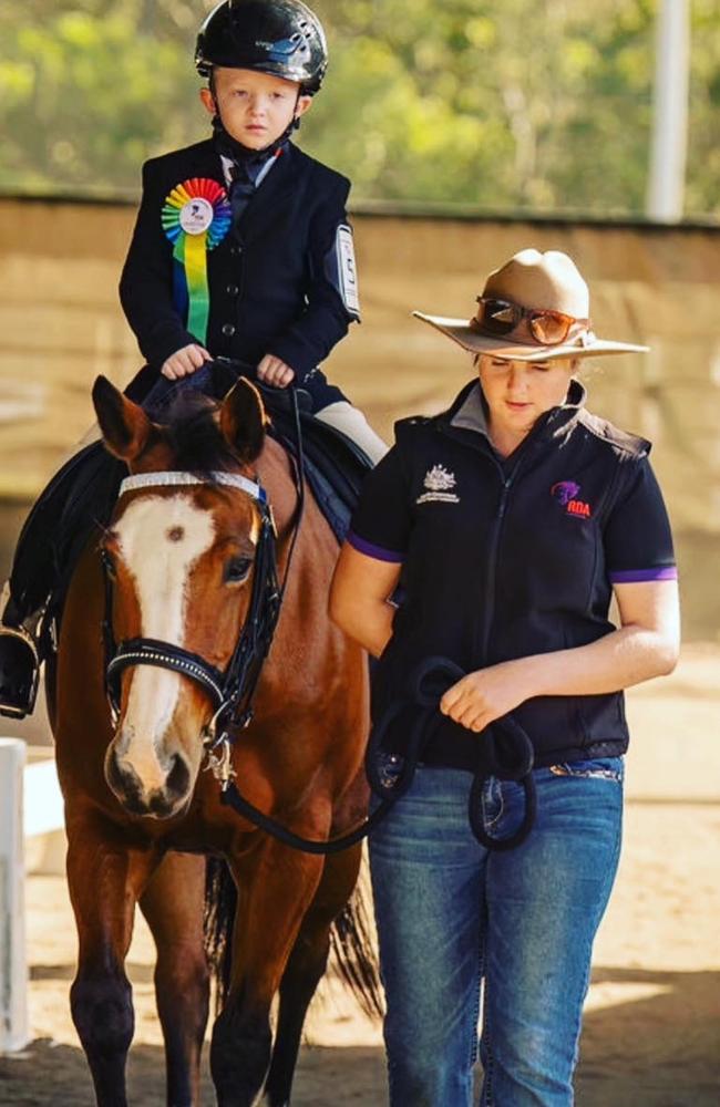 Bundaberg Riding for the Disabled often supports rider to state and national competitions, boosting confidence and social skills. Pictured here is Talitha Mulvena leading young Darnie, at the RDA Queensland State Championships in 2023.