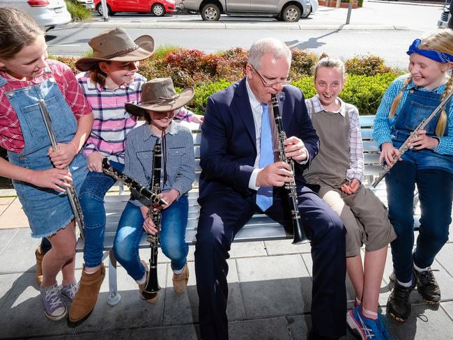 The Prime Minister spent some time with students from St Patricks Primary School. Picture: AAP Image/Simon Dallinger