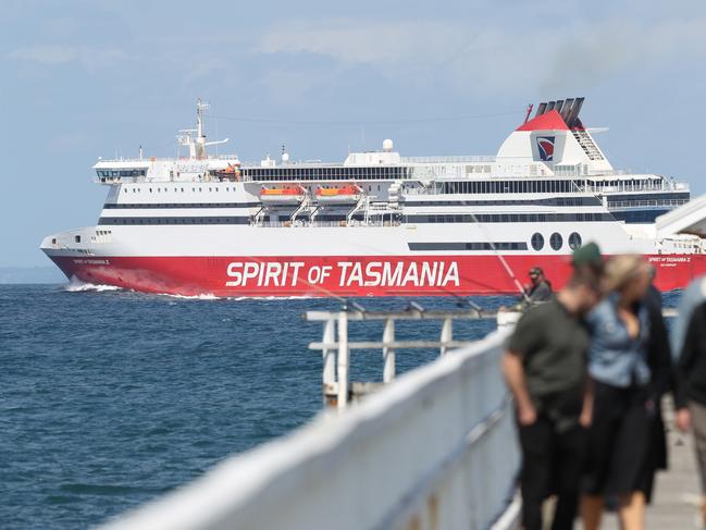 Spirit of Tasmania passing through Port Phillip Heads. Picture: Alan Barber