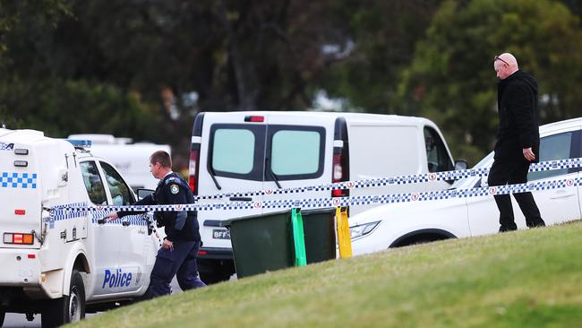 Police at the scene in Rathmines on Monday where Payton was killed. Picture: Peter Lorimer