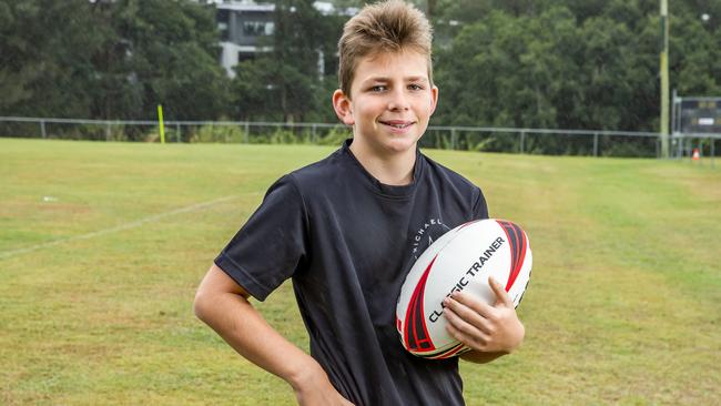 Riley Horn from Brighton Roosters at the Michael Crocker Academy. Picture: Richard Walker