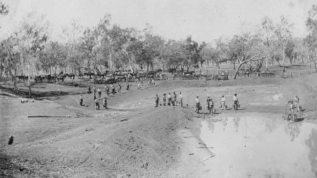 Taabinga Village Dam, a stark reminder of resilience during the 1902 drought, as captured by local photographers. Source: Glady Hood, Gary Colquhoun