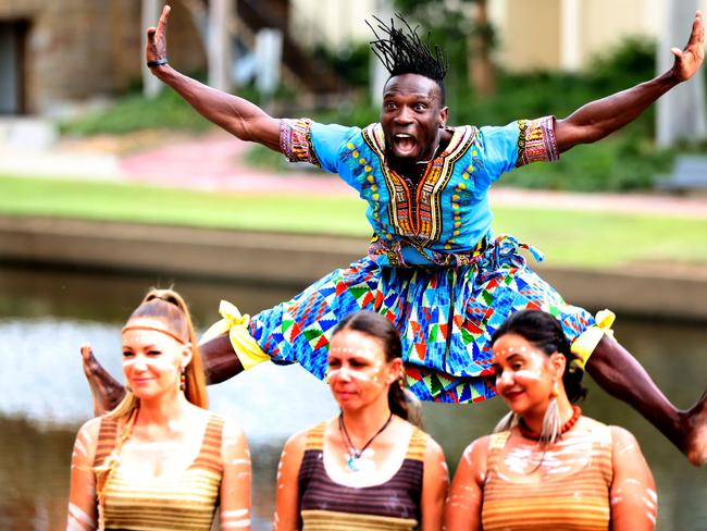 Multicultural performers at the launch of the Parramasala. Picture: AAP Image/Angelo Velardo