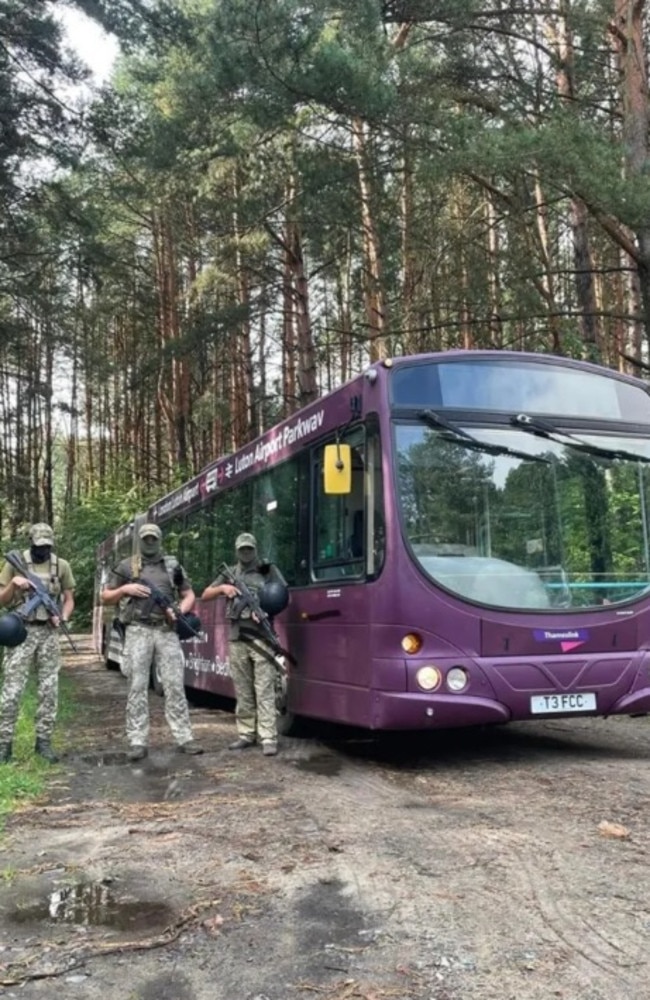Three 54ft single-deckers that were once used to ferry holiday-makers from Luton Airport in the UK to the nearby railway station are now being used by Ukrainian soldiers. Picture: The Go Ahead Group