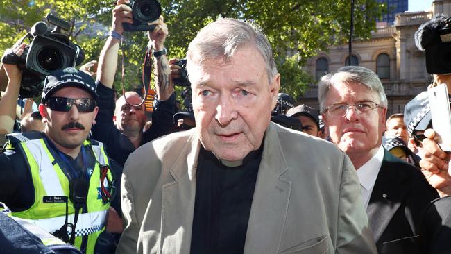 George Pell arrives at the county court in Melbourne. Picture: Aaron Francis