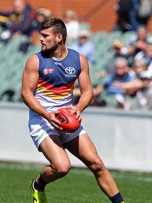 Mitch Grigg in action for the Adelaide Crows reserves in 2016 before returning to Norwood. Picture: Tom Huntley