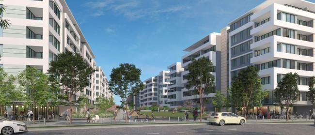 Street view of the future Rouse Hill development.