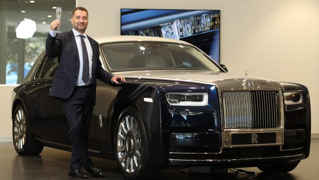 Brand Manager, Andrew Jackson, 48, said Australia’s only Extended Wheelbase Phantom with Privacy Suite, was the flagship car. Picture: Peter Wallis