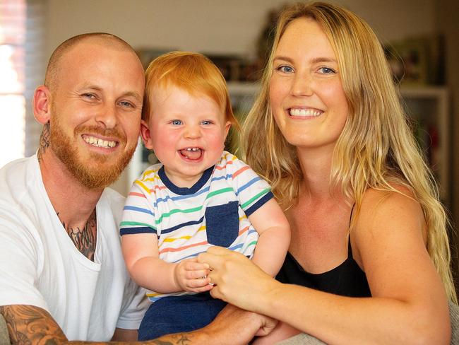 Fenella McCall with husband Sam Gatiss and son Mickey, 1. Picture: Mark Stewart