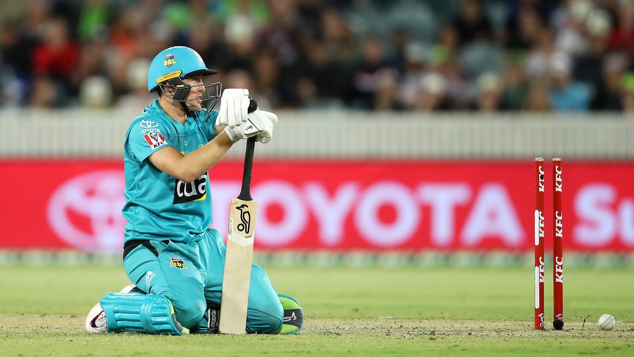 Marnus Labuschagne couldn’t get the Brisbane Heat home against Perth Scorchers on Thursday night. Picture: Mark Kolbe/Getty Images