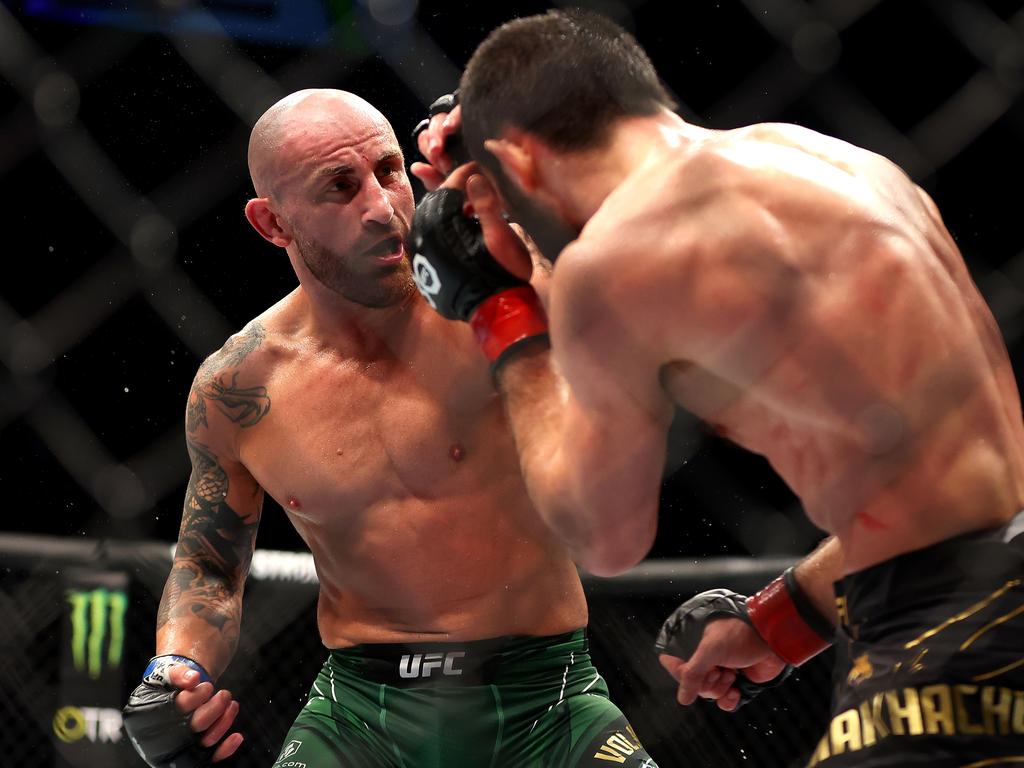 Volkanovski had more success late in his first fight with Makhachev. Picture: Paul Kane/Getty Images