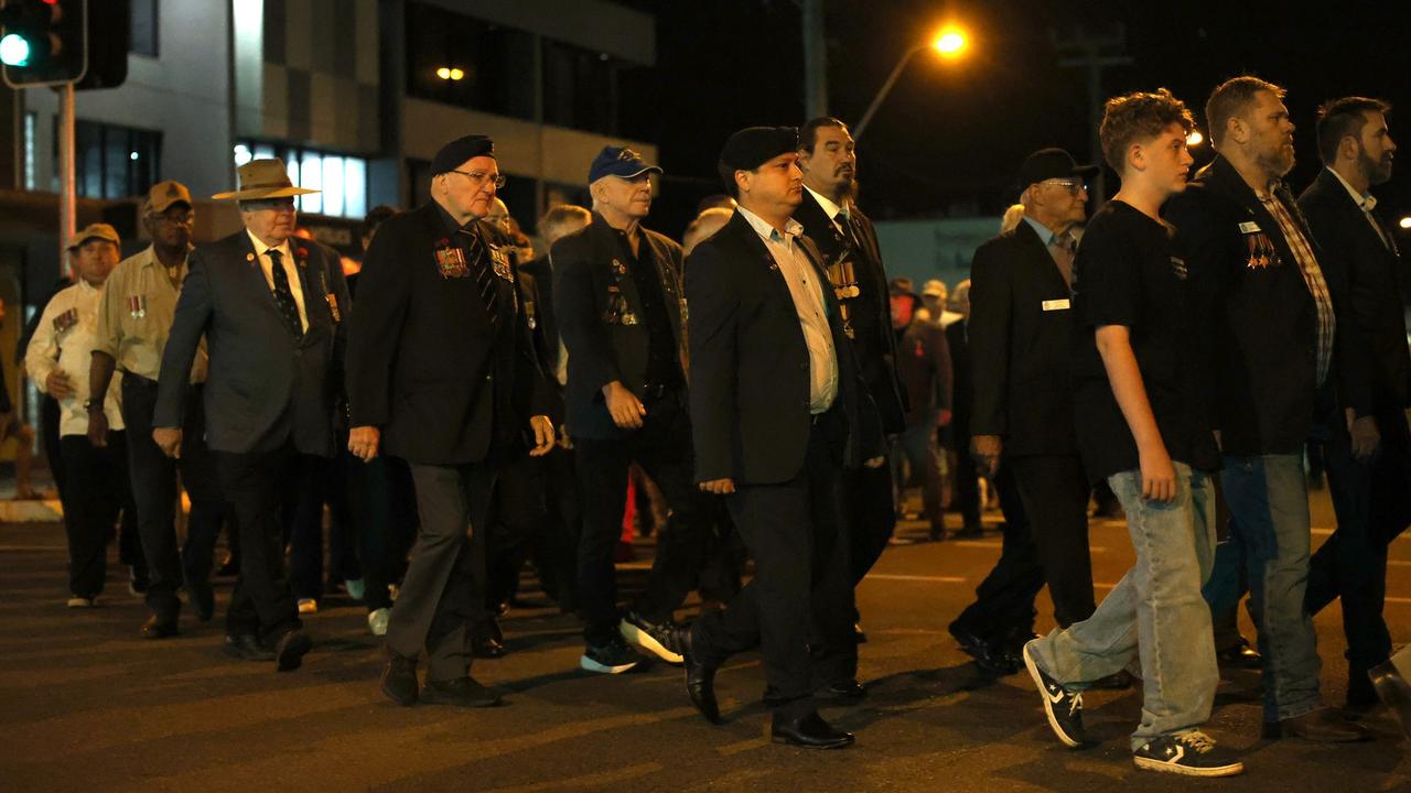 Hundreds of people joined veterans old and young at the Mackay Dawn Service march, Mackay Anzac Day 2025. Pictures: Mackay Regional Council.