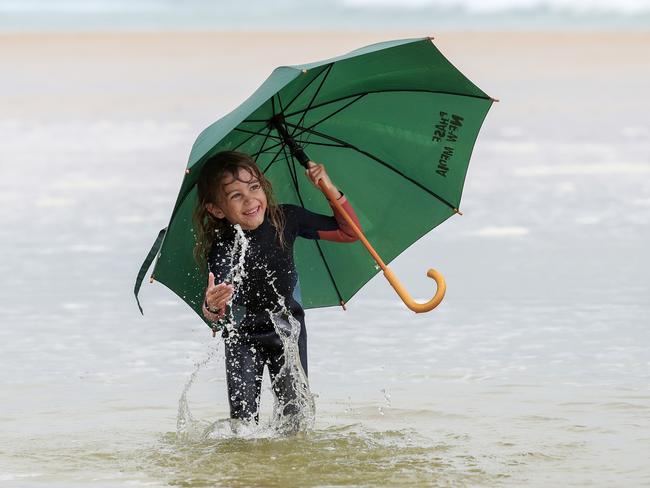 Coco Ward, 5 from Rainbow Bay enjoys a day at the beach at Snapper Rocks in 2018. Picture: File photo/Nigel Hallett 