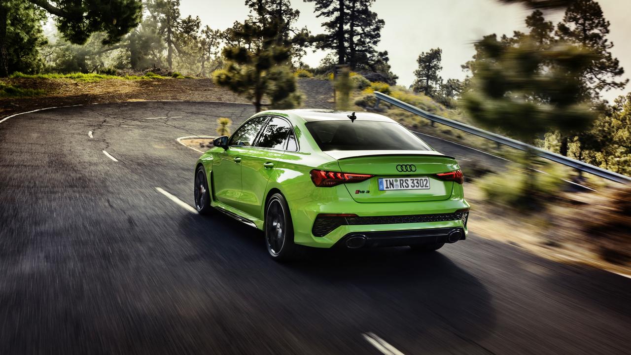 The Audi RS3 is also available with a sedan body.