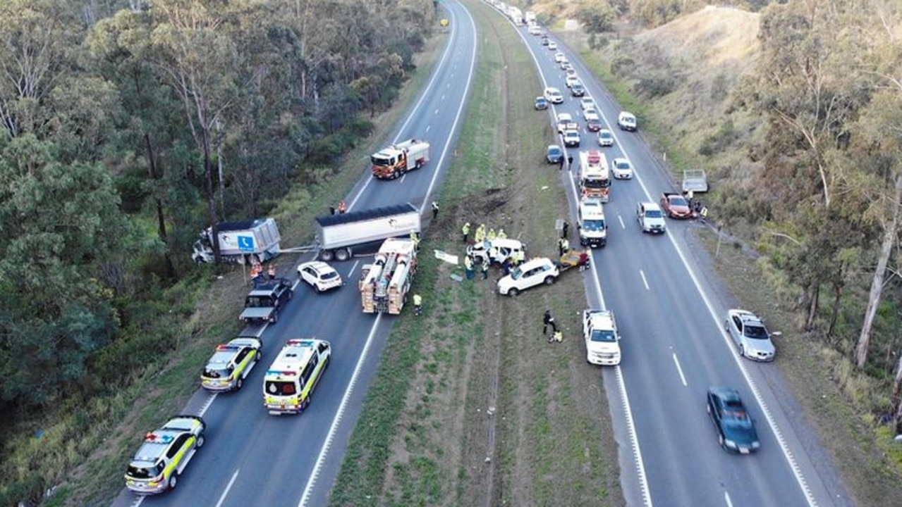 A woman was taken to hospital in a serious but stable condition after a crash on the Cunningham Highway on Thursday afternoon. Picture: Evan Taylor