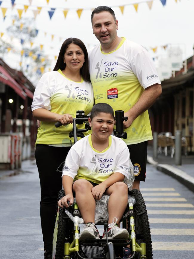 Emilio Eid with his parents at a Save Our Sons charity walk.