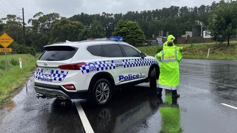 Two people have died after a truck hit a car on the South Gippsland Highway. Police are at the scene. Picture: Brooke Grebert-Craig