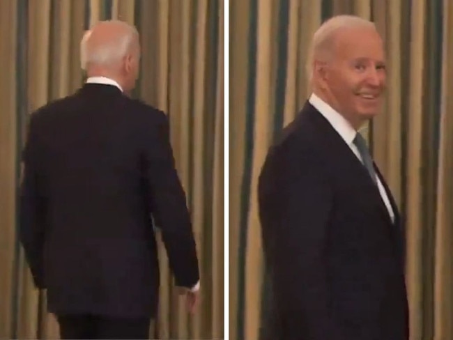 US President Joe Biden was stopped in his tracks as a reporter shouted a question about Donald Trump while he exited a press conference at the White House.