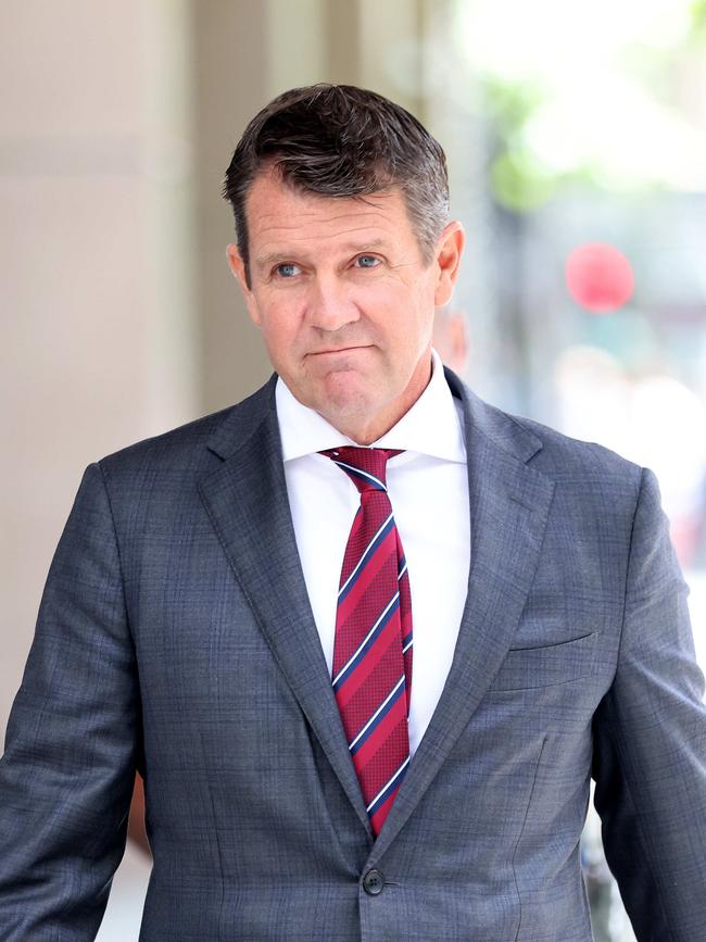 Mike Baird arrives at ICAC to give evidence on Wednesday. Picture: NCA NewsWire / Damian Shaw