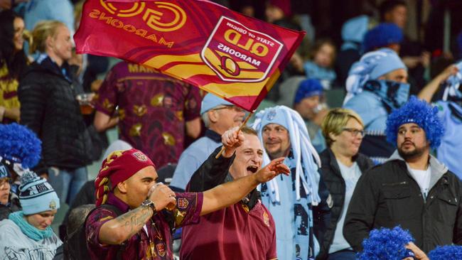 Fans watch NSW vs QLD at Adelaide Oval on November 4, 2020. Picture: Brenton Edwards