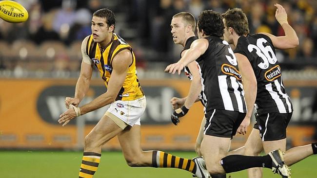 Lance Franklin runs rings around Collingwood in 2008. Picture: L George Salpigtidis 