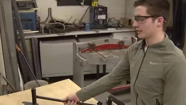 Student invention JustinKase desiged to stop school shootings. Picture: KARE