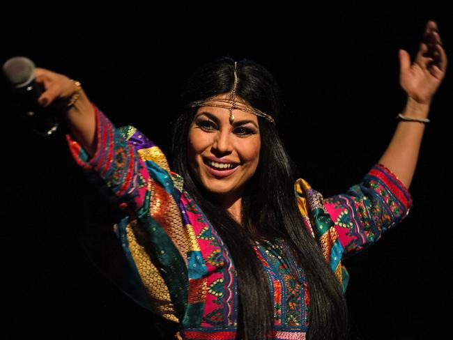 The Voice of Afghanistan judge Aryana Sayeed performs during a charity concert in Kabul. Picture: AFP/Massoud Hossaini