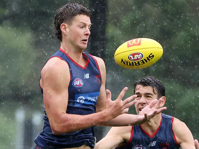 MELBOURNE, JANUARY 17, 2024: Melbourne Football Club training at Gosch's Paddock. Tom Fullarton of the Demons. Picture: Mark Stewart