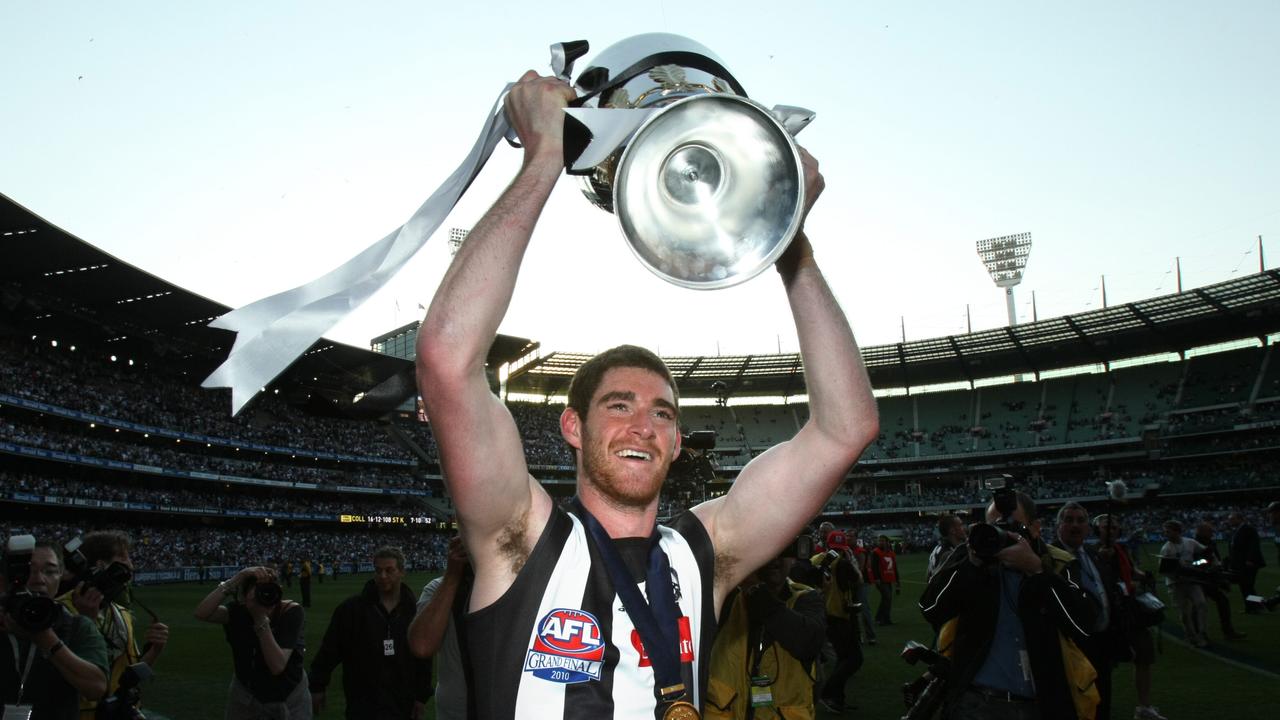 Tyson Goldsack with the Premiership Cup in 2010.