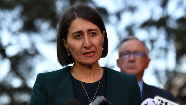 NSW Premier Gladys Berejiklian speaks during a press conference at NSW Parliament House after giving evidence at the NSW Independent Commission Against Corruption today. Picture: Sam Mooy/Getty Images