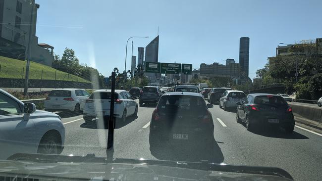 Traffic at a standstill on the Riverside Expressway.