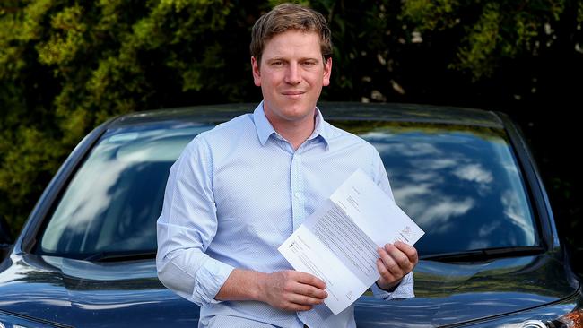 Edward Clarke has been fighting a parking fine after he accidentally mixed up two letters when entering his registration number on a parking app. Picture: Ian Currie.