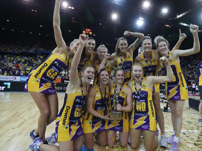 The Sunshine Coast Lightning win. The Sunshine Coast Lightning vs the GWS Giants at the Brisbane Entertainment Centre for the Suncorp Super Netball Grand Final 2017.  Pic Peter Wallis